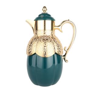 Botella de vacío aislada de vidrio de alta calidad, cuerpo de Metal de recubrimiento dorado verde con forma de calabaza, Caño largo, 1,0 L, novedad - Product Image 1