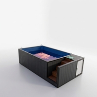 Piscine hors sol préfabriquée en fibre de verre, WPC, bois, avec fenêtre de jardin en acrylique, pour extérieur