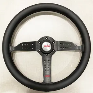 Tiypeor 14 Inch 350mm Microfiber Leather Car Steering Wheel With Horn