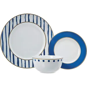 Service de table en céramique, Service européen en porcelaine, vaisselle blanche en option, vente en gros