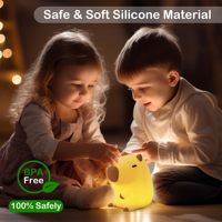 Lampe de nuit en silicone mignonne en forme de capybara, lampe de chevet pour chambre d'enfant, rechargeable, cadeaux de capybara pour les filles, lampe de nuit pour enfants, lampe de cochon d'eau, cadeau