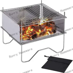 Barbecue en fer forgé à la main marche pique-nique barbecue cuisson Mini gril pliable avec logo personnalisé nouvellement conçu