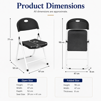 Chaise pliante style Panda, couleur noir et blanc, siège ergonomique en plastique moulé par injection, structure en acier, chaise portable pour intérieur et extérieur