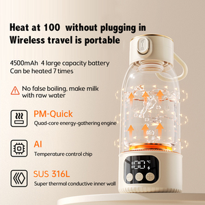Hervidor eléctrico portátil para viajes, <span class=keywords><strong>termo</strong></span> eléctrico pequeño, taza de calefacción, botella, Caldera de agua caliente de ebullición rápida, calentador de 500ml - Product Image 3
