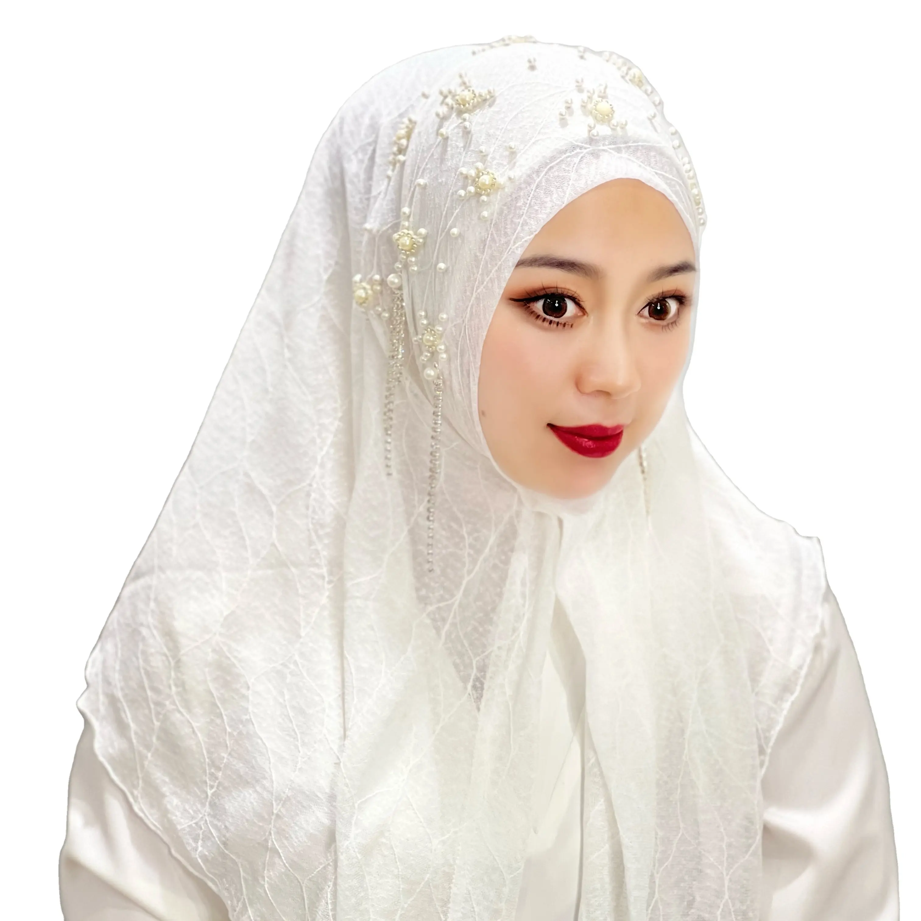 Fular kırışık hicap pileli püskül müslüman eşarp anlık başörtüsü kadınlar zarif modal toptan müslüman elbise başörtüsü