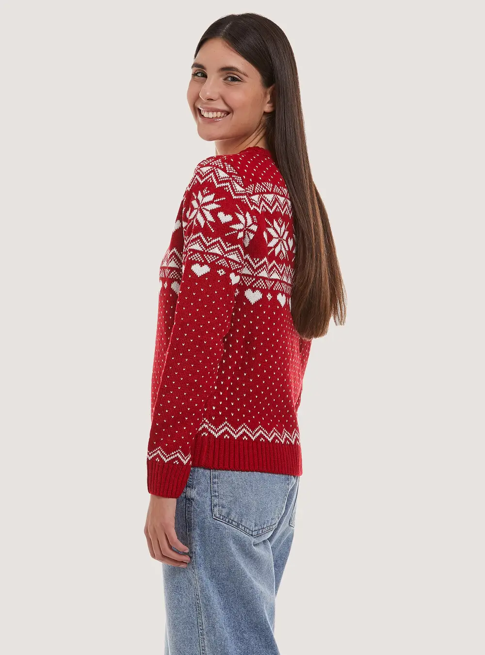 맞춤형 FNJIA 크루넥 풀오버 스웨터 긴팔 오버사이즈 점퍼 여성 의류 자카드 니트 추한 크리스마스 스웨터