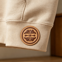 Écussons personnalisés avec logo, ronds, en cuir véritable, pressés à chaud, écologiques, pour vêtements, accessoires de confection à coudre, vente en gros, OEM