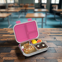 Boîte à lunch en acier inoxydable 304 de qualité alimentaire, trois compartiments, repas séparés, portable et sécuritaire