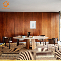 Table à manger rectangulaire haut de gamme en bois de chêne, design ergonomique moderne du milieu du siècle, avec chaise robuste et coussin confortable