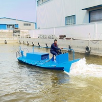 Bateau de nettoyage et de récolte d'algues aquatiques en acier inoxydable Wanrun pour la récupération des déchets dans les lacs, les rivières et les océans