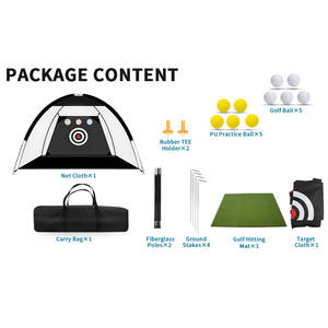 Red de Práctica de Golf Portátil, Jaula de Práctica de Nylon y Fibra de Vidrio, Negra y Verde, para Entrenamiento de Swing en Interiores y Exteriores SE-104 - Product Image 5