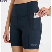 Shorts de yoga taille haute personnalisés pour femmes avec poches latérales, contrôle du ventre, effet push-up, pour fitness et cyclisme