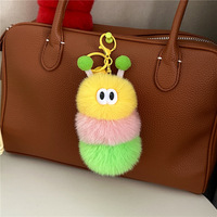 Porte-clés en peluche chenille mignon, pendentif de sac, porte-clés dessin animé, breloque poupée moche, accessoire cadeau étudiant