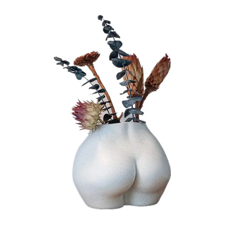 Vas bunga bentuk pinggul Resin Pot bunga Tubuh seksi dengan lubang drainase Organizer penanam Modern