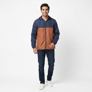 Men's Lightweight Canvas Windbreaker <b>Jacket</b> Coat Full <b>Zip</b> <b>up</b> Waterproof Sports Apparel with Hoodie for Winter Workout Wholesale - Product Image 1
