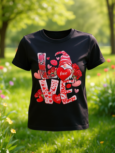 T-shirt da donna con stampa Love, manica corta, girocollo, in puro cotone, casual, per San Valentino, primavera, estate - Product Image 2
