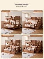 Lit superposé pour enfants en bois massif avec rangement, design minimaliste, lit double à deux niveaux pour frères et sœurs
