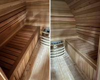 Sauna Traditionnel Commercial Multi-personnes en Cèdre Rouge avec Verre Trempé, Bois Massif Durable Anti-Corrosion pour Hôtels et Villas