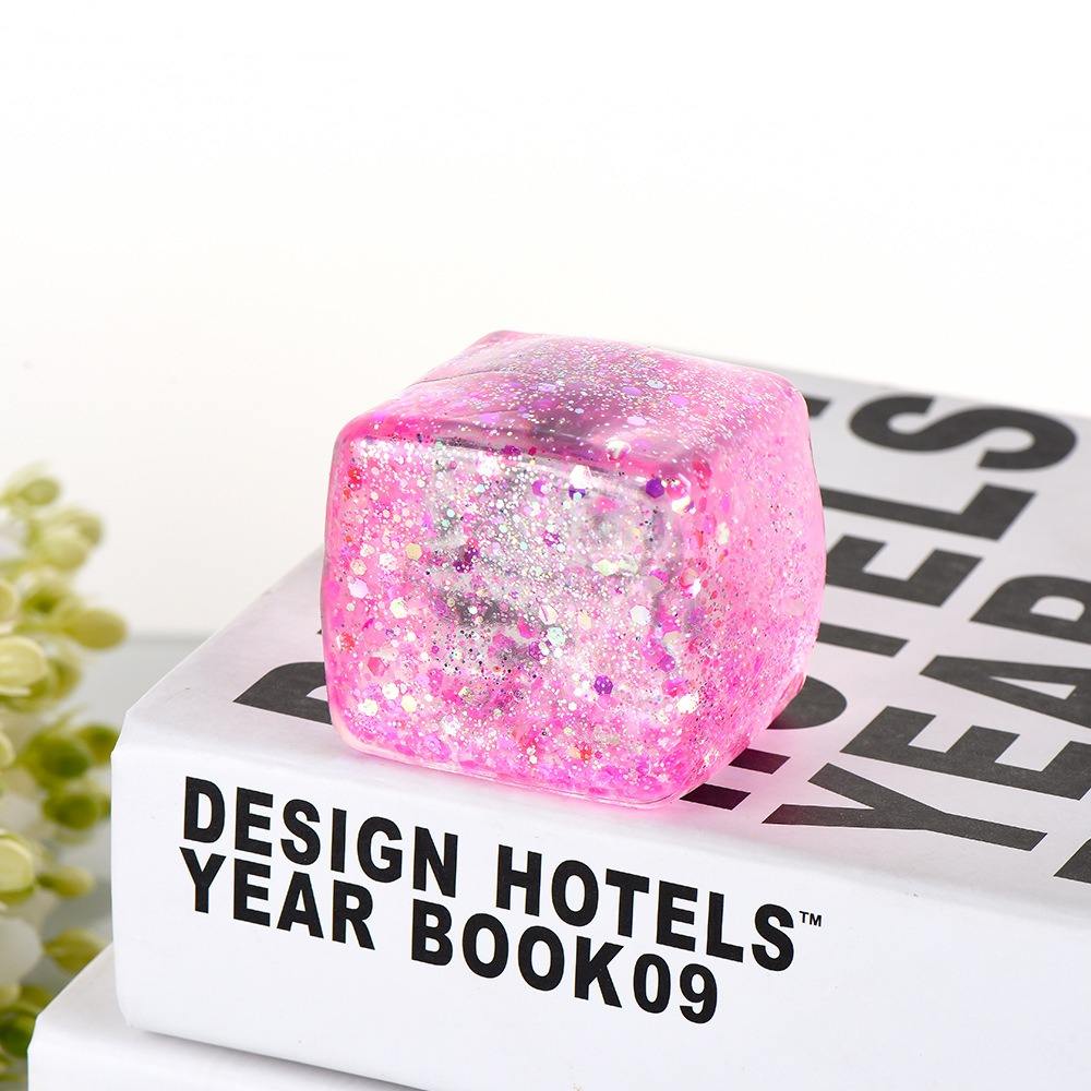 Glitter Sugar Cube Sensory Fidget Squeeze Toy Enhanced Grip Strength Stress Relief Cube for Adults and Kids