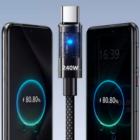 Câble de données USB-C tressé 240W à charge rapide PD, compatible iPhone 15/16, ordinateurs portables Huawei et câble de charge pour voiture