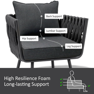 ชุดเบาะนั่งลึกสำหรับกลางแจ้งเบาะรองนั่งโพลีเอสเตอร์กันน้ำสำหรับลานบ้านพร้อมไส้โฟมแห้งเร็ว - Product Image 5