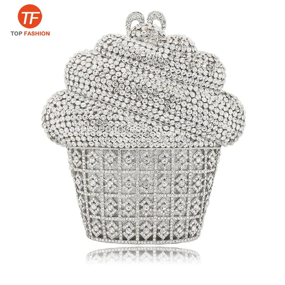 Factory Wholesales Crystal Rhinestone Clutch Bag for Formal Party Fun Ice Cream Evening Handbag Jewel Minaudere