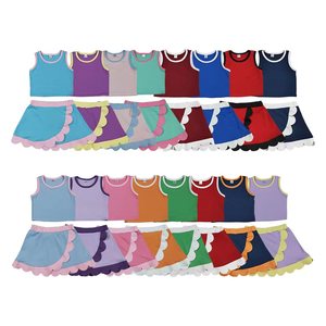 Conjunto Deportivo Casual de Verano para Niñas, Camiseta sin Mangas de Algodón Orgánico con Estampado y Falda con Borde Festoneado, Ropa Deportiva para Hermanas, Yoga - Product Image 2