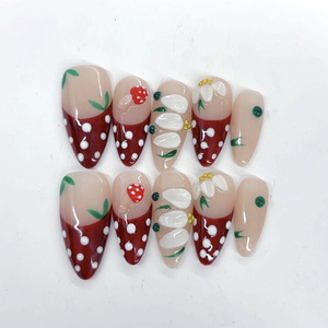 <span class=keywords><strong>Uñas</strong></span> Postizas Acrílicas Cortas Hechas a Mano al Estilo Francés, <span class=keywords><strong>Uñas</strong></span> Falsas Reutilizables - Product Image 5