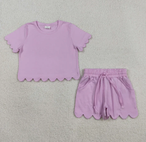 Nuevo Conjunto de Ropa para Bebés Niñas GSSO3173, Camiseta de Manga Corta Lavanda Informal y Ecológica con Pantalones Cortos, Conjunto Adorable - Product Image 1