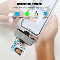 Lecteur de carte DNI intelligent ZOWEETEK, ISO 7816, mini lecteur/graveur de carte à puce portable, type C, lecteur de carte de crédit mobile pour téléphone et tablettes