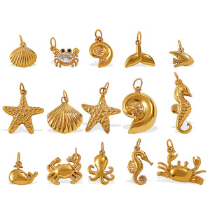 Dijes de Animales Marinos de Acero Inoxidable con Baño de Oro de 18K, Accesorios de Joyería DIY, Colgante Estilo Playa para Collar o Pulsera - Product Image 5