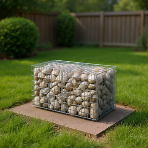 Cesto Gabion Rettangolare, Confezione da 4, in Acciaio Zincato per Recinzioni Esterne e Giardino - Product Image 2