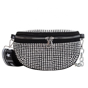 Trendy Bling Rhinestone Crystal PU Leather RFID-Blocking Shoulder/Waist <b>Bag</b> <b>Evening</b> Party Daily Use Women's Fashion Fanny Pack - Product Image 1