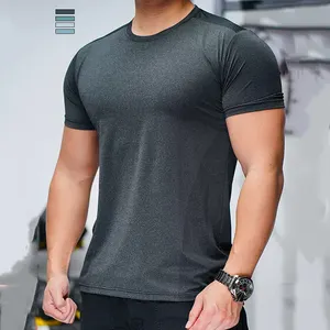 Gym T-shirt Men Spandex Sports Short Sleeve Slim Fit Running T Shirt Male Workout Tee Tops Summer Fitness Clothing