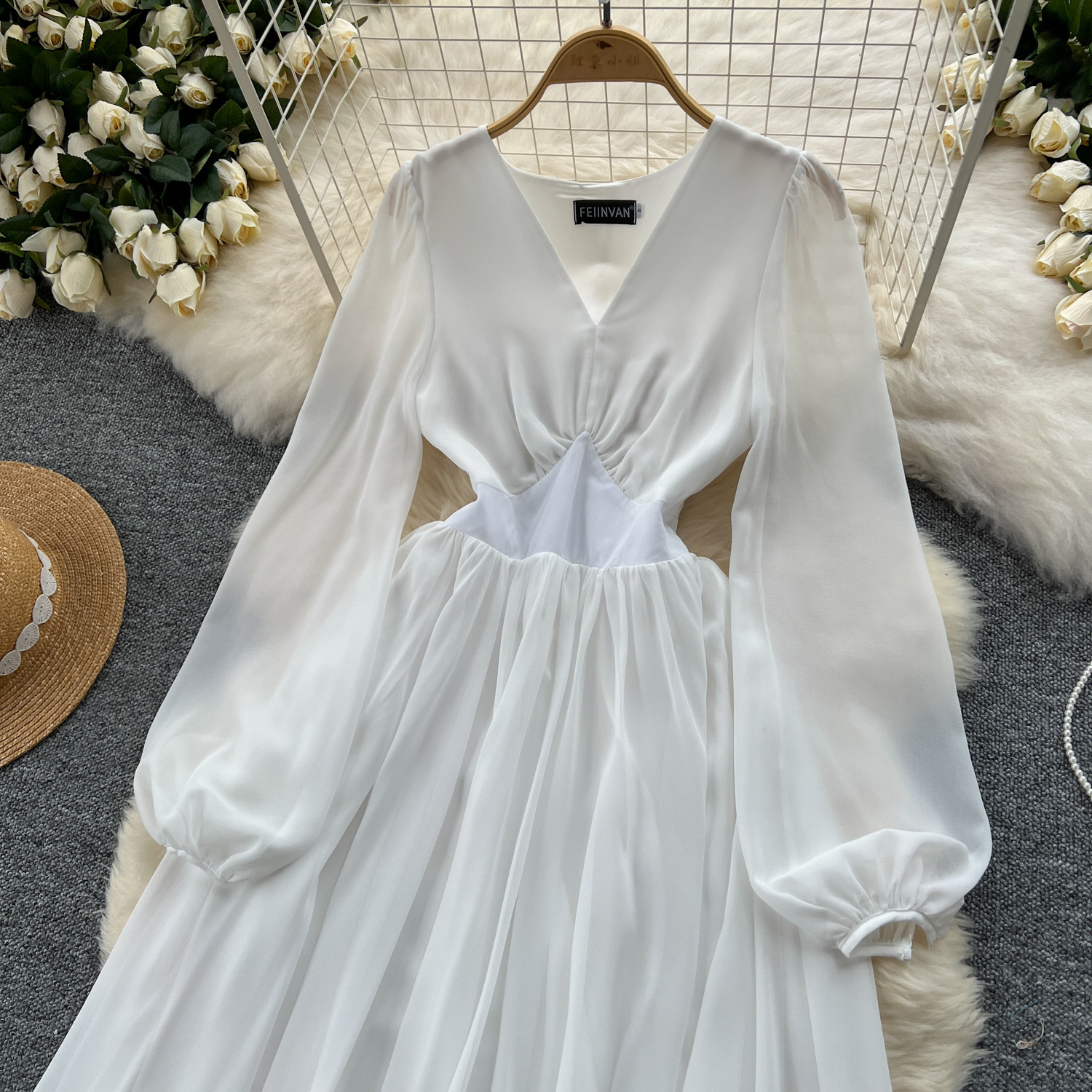 flowy special occasion dresses PRETTYGARDEN Womens Casual V Neck Boho Maxi Dress Flowy Aline Bell Sle main image 1