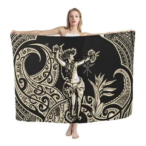 Hawaii Polynesian Tropical Sarong Promotion Pareo with Customized Design Print Chiffon Pareos Beach Scarf Swimsuit Cover up