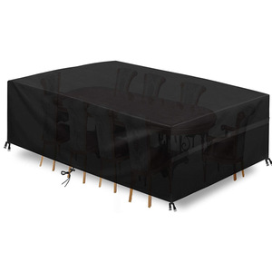 Customized Size Logo Waterproof Uv Proof 210d Polyester Outdoor Furniture <strong>Cover</strong> <strong>Patio</strong> <strong>Table</strong> <strong>Cover</strong> With Cord Fastener - Product Image 3