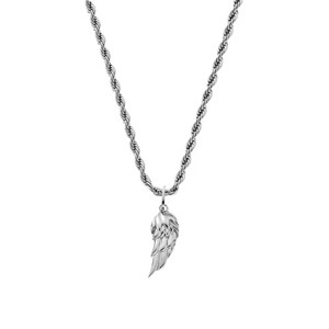 Collar con colgante de alas doradas y plateadas para hombres y mujeres, estilo hip-hop, cadena de aleación, joyería unisex, amuleto con temática cristiana - Product Image 3