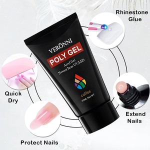Polygel Nail Extension Poly Gel Gel acrílico UV Builder para extensión rápida Puntas de pulido Limpiador más herramienta de mani - Product Image 6