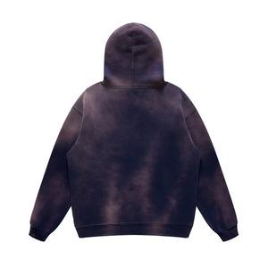 H5538 Style streetwear, vente en gros, sweats à capuche zippés personnalisés, couleur unie, vintage, effet délavé à l'acide, sweats à capuche surdimensionnés - Product Image 4