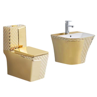 Sanitaires de salle de bain de haute qualité, couleur dorée, toilettes dorées, WC, toilettes monobloc dorées