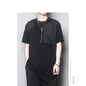 Camiseta de Verano Estilo <span class=keywords><strong>Diablo</strong></span> con Diseño Asimétrico, Dobladillo Inclinado, Corte Tridimensional, Holgada, de Manga Corta, Sólida y Transpirable - Product Image 4
