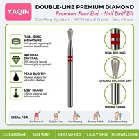 Yaqin – Nouveaux forets à ongles en diamant naturel haut de gamme, forme poire 3/32 po, double anneau, pour manucure professionnelle