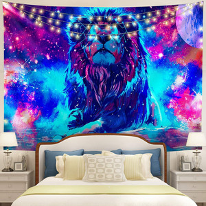 <span class=keywords><strong>Tapisserie</strong></span> <span class=keywords><strong>murale</strong></span> abstraite personnalisée motif Hippie, Lion, <span class=keywords><strong>espace</strong></span>, psychédélique, pour la décoration de la maison, 2020 - Product Image 6