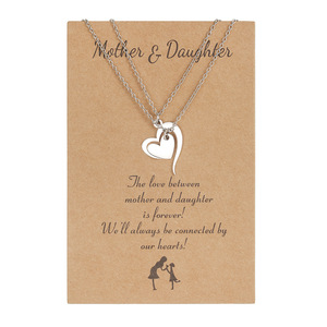 Mother Daughter Heart <b>Necklace</b> Stainless Steel Clavicle <b>Chain</b> Elegant Daily Wear Jewelry Set - Product Image 5