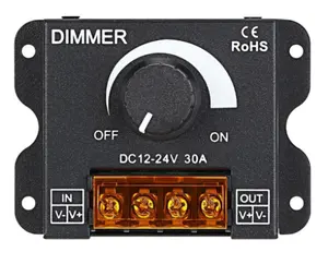 LED Dimmer DC12V-24V 30A 360W Pengendali Peredupan Pencahayaan Saluran Tunggal untuk 3528 2835 5050 5630 Strip Led Warna Tunggal