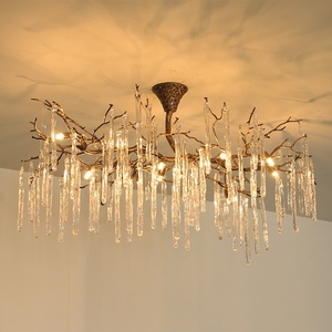 2023 all'ingrosso sconti in contanti rame oro moderno cristallo forcella soffitto lampadario - Product Image 3