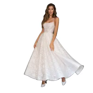 Европа и США свадебное платье 2024 Новое Белое Кружевное платье без рукавов платье с открытой спиной