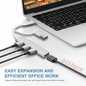 Adaptateur multiport USB C Hub 2 en 1 Portable USB 3.0 aluminium Type C Hub répartiteur de données pour <span class=keywords><strong>imprimante</strong></span> pour ordinateur portable <span class=keywords><strong>Macbook</strong></span> - Product Image 5