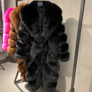 Nuova fabbrica di stile giacca di pelliccia di volpe elegante pelliccia invernale da donna cappotto <span class=keywords><strong>nero</strong></span> lungo pelliccia <span class=keywords><strong>Trench</strong></span> - Product Image 2